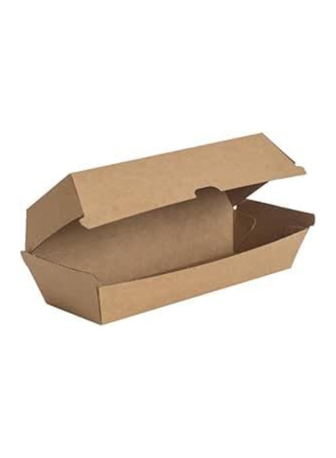 Halapack Kraft Paper Hotdog Box - Spacious and Sturdy Clamshell Takeaway Food Container, Plastic-Free, Disposable, Fully Compostable, Pack of 6, Dimensions W20 x L18 x H8 cm - Image 3