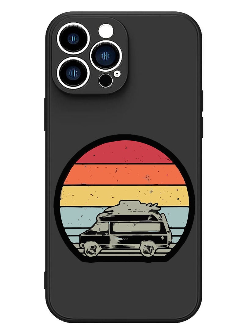 Theodor Protective Slim Fit Case Liquid Silicone Cover with Full Body Protection Anti-Scratch Shockproof Case For iPhone 13 Pro Black  - cassette man copy - Image 1