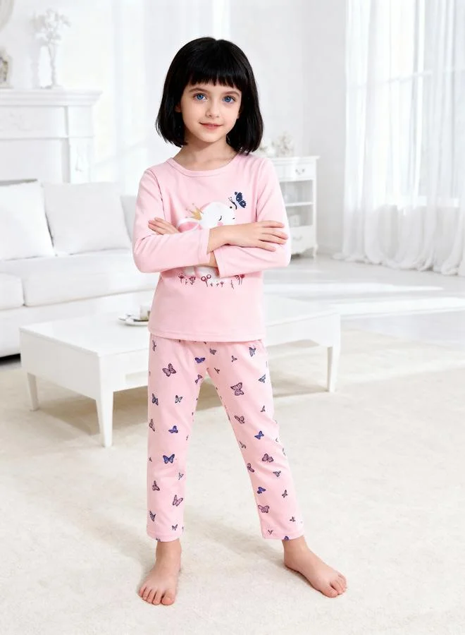 Take Two Girls Graphic Print Top and Pyjama Set