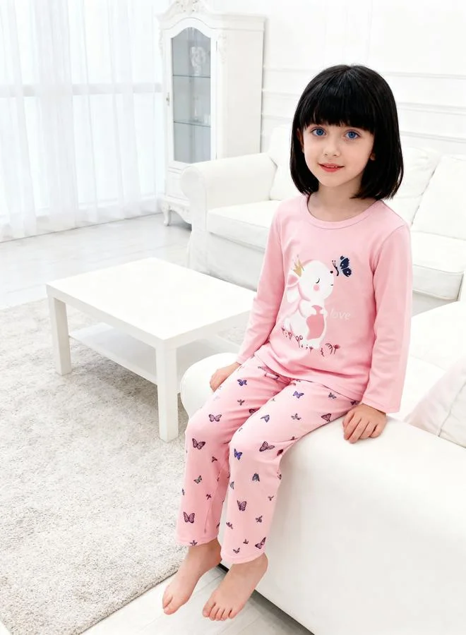 Take Two Girls Graphic Print Top and Pyjama Set