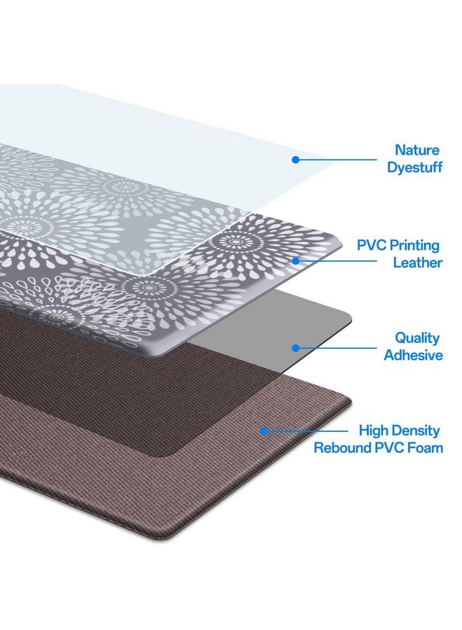 لوكسستيب سجادات مطبخ LuxStep للأرضيات، سجادات مبطنة مقاومة للتعب لإكسسوارات ديكور المطبخ، مجموعة سجادات وسجادات مقاومة للماء ومضادة للانزلاق للمكتب والأرضيات وغرفة الغسيل، 17.3 × 30 بوصة + 17.3 × 47 بوصة، رمادي - Image 2