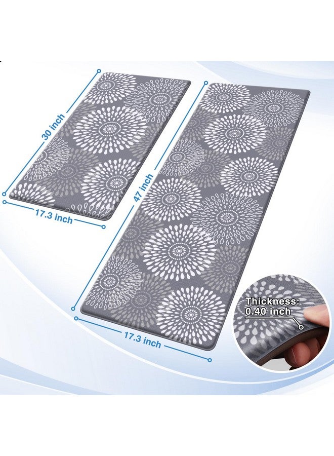 لوكسستيب سجادات مطبخ LuxStep للأرضيات، سجادات مبطنة مقاومة للتعب لإكسسوارات ديكور المطبخ، مجموعة سجادات وسجادات مقاومة للماء ومضادة للانزلاق للمكتب والأرضيات وغرفة الغسيل، 17.3 × 30 بوصة + 17.3 × 47 بوصة، رمادي - Image 1