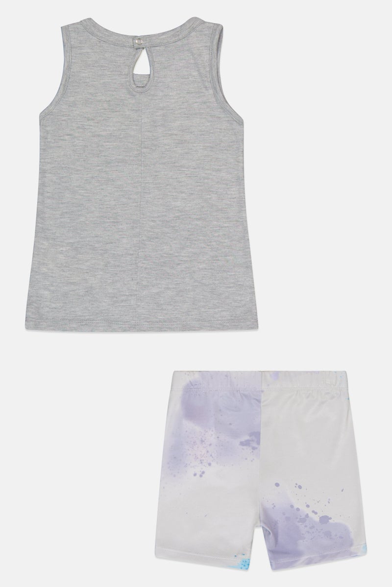 Nike Toddlers Girl Graphic Print Sleeveless Top And Shorts Set, Grey - Image 3