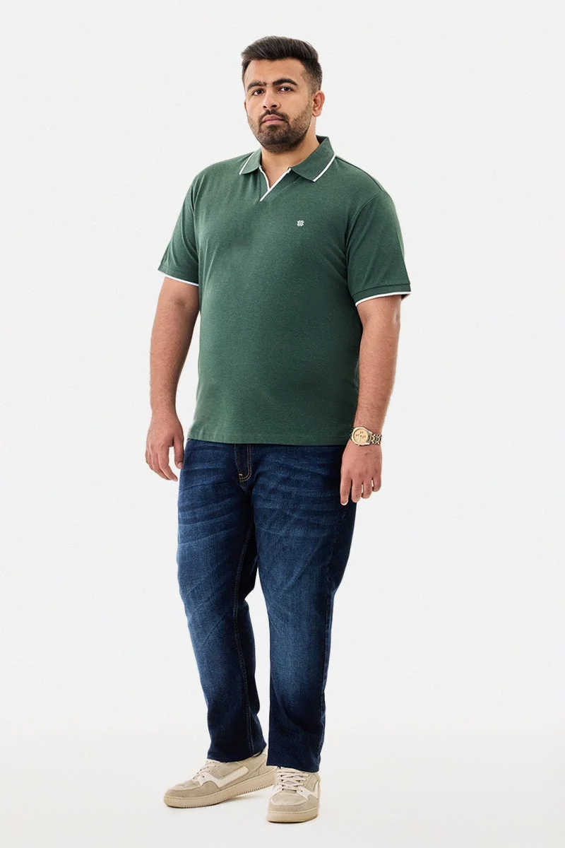 سنيتش تي شيرت بولو مقاس كبير بقصة عادية مطاطي