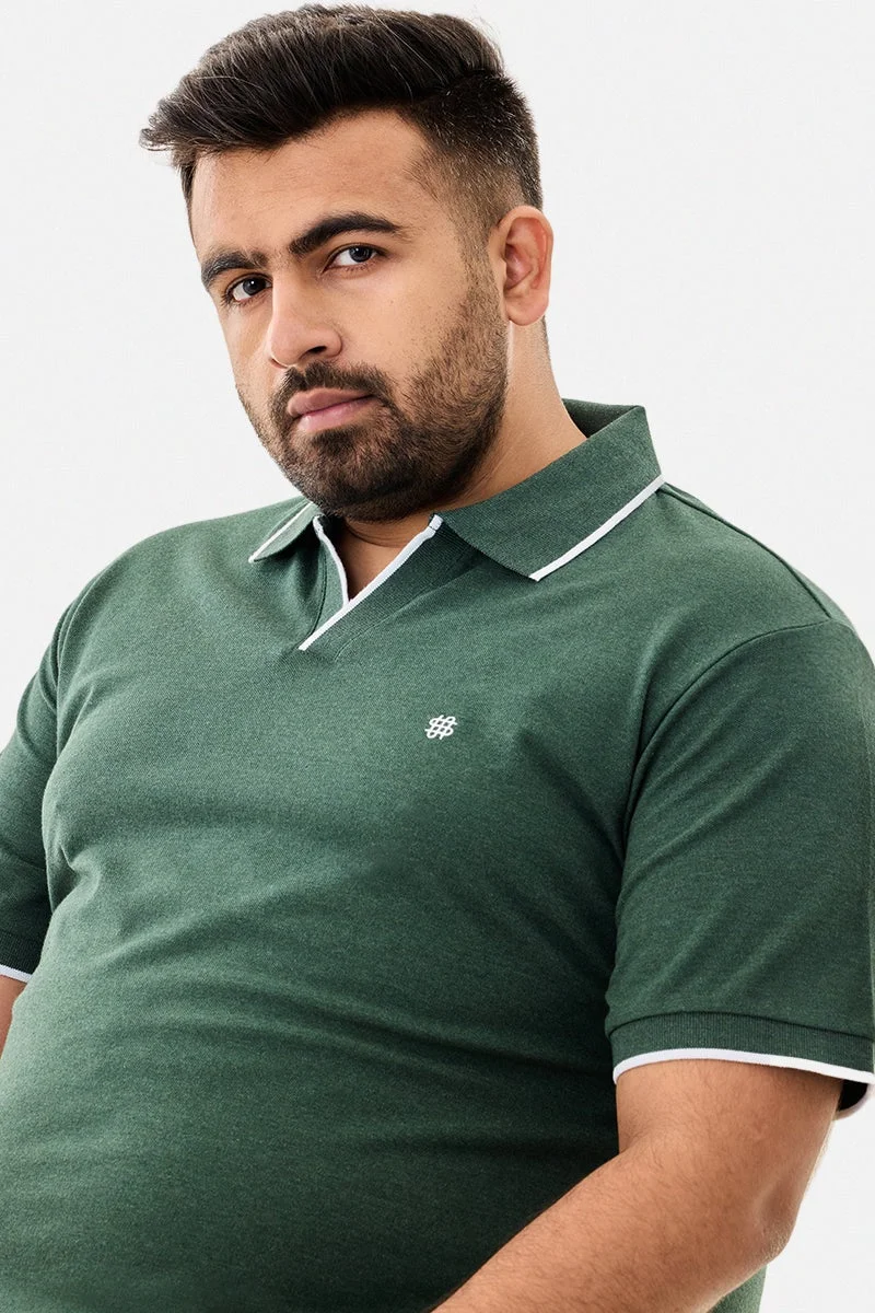 سنيتش تي شيرت بولو مقاس كبير بقصة عادية مطاطي