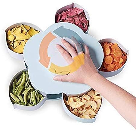 Bellemain BELLE MAIN Flower Shape 5 Grids Fruit Plate Candy Nuts Snack, Dry Fruit, Candy, Chocolate, Seeds Storage Box Rotating Tray Organizer with Mobile Stand - Image 5