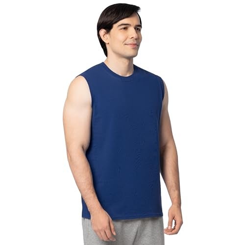 Fruit of the Loom Men's Eversoft Cotton Sleeveless T Shirts, Breathable & Moisture Wicking with Odor Control, Sizes S-4X, Muscle-2 Pack-Blue, XX-Large - Image 4