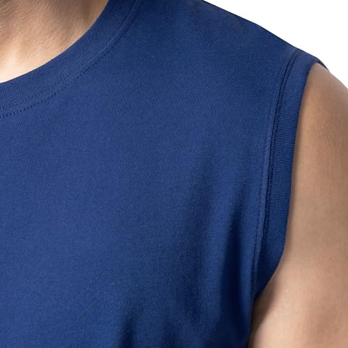 Fruit of the Loom Men's Eversoft Cotton Sleeveless T Shirts, Breathable & Moisture Wicking with Odor Control, Sizes S-4X, Muscle-2 Pack-Blue, XX-Large - Image 3