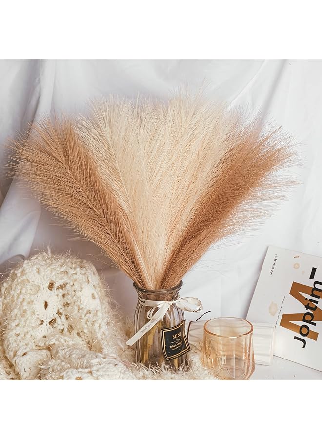 erorex Pampas Grass Decor Tall Faux Artificial Dried Pampas Grass Large Flower Bouquet 18” 8 Pcs Beige White And Taupe Brown Fake Pampas Grass Fall Floor Vase Pompas Floral Pompous Grass Home Decor  - Image 4