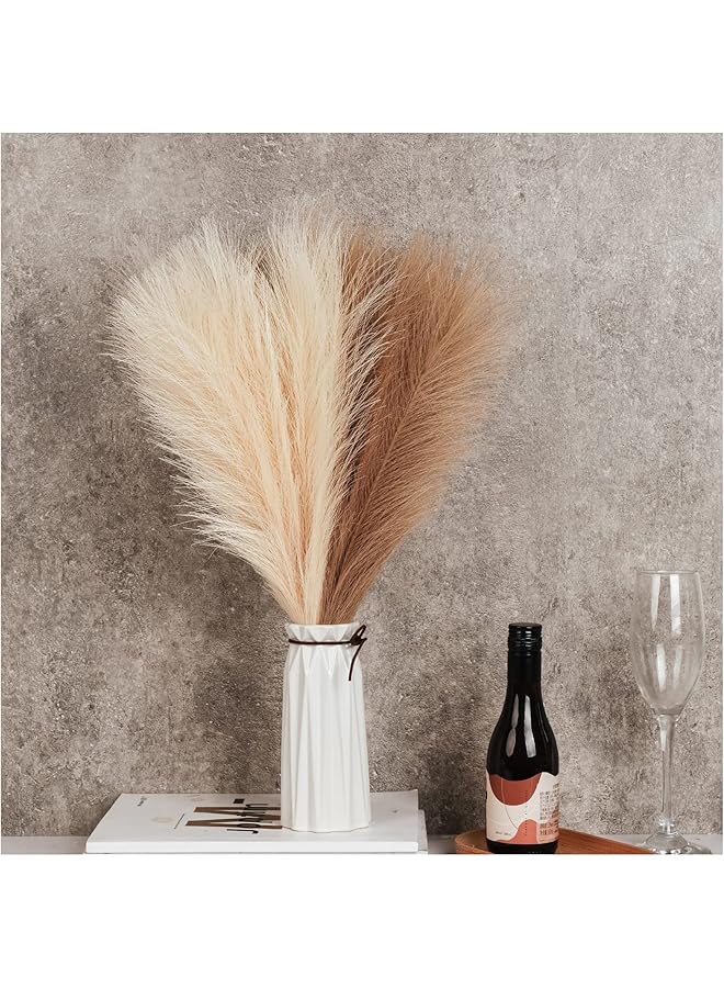 erorex Pampas Grass Decor Tall Faux Artificial Dried Pampas Grass Large Flower Bouquet 18” 8 Pcs Beige White And Taupe Brown Fake Pampas Grass Fall Floor Vase Pompas Floral Pompous Grass Home Decor  - Image 5
