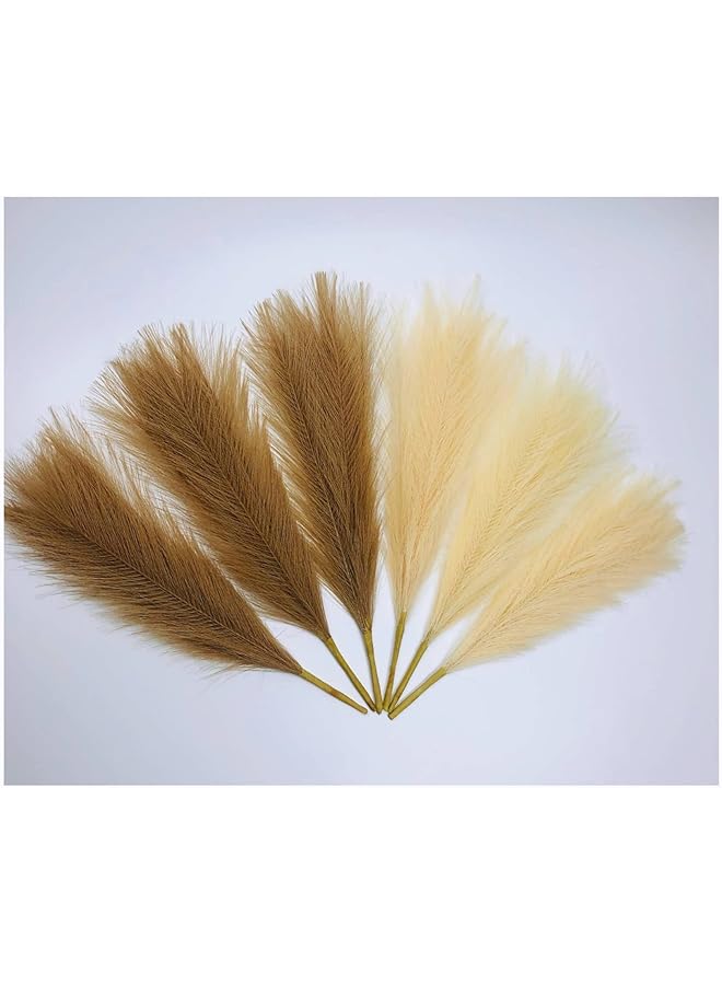 erorex Pampas Grass Decor Tall Faux Artificial Dried Pampas Grass Large Flower Bouquet 18” 8 Pcs Beige White And Taupe Brown Fake Pampas Grass Fall Floor Vase Pompas Floral Pompous Grass Home Decor  - Image 3
