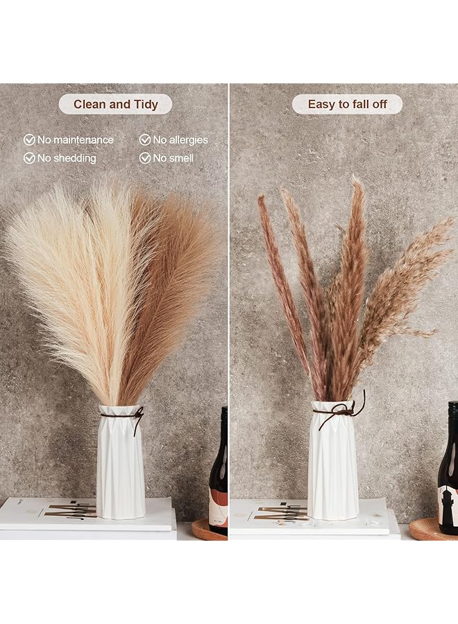 erorex Pampas Grass Decor Tall Faux Artificial Dried Pampas Grass Large Flower Bouquet 18” 8 Pcs Beige White And Taupe Brown Fake Pampas Grass Fall Floor Vase Pompas Floral Pompous Grass Home Decor  - Image 2