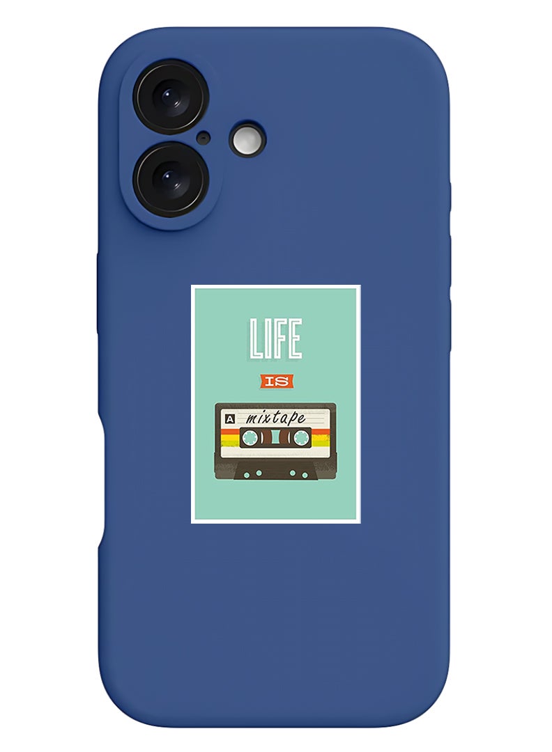 Theodor Protective Slim Fit Case Liquid Silicone Cover with Full Body Protection Anti-Scratch Shockproof Case For Apple iPhone 17 (Blue) Life is a Mixtape - Image 1
