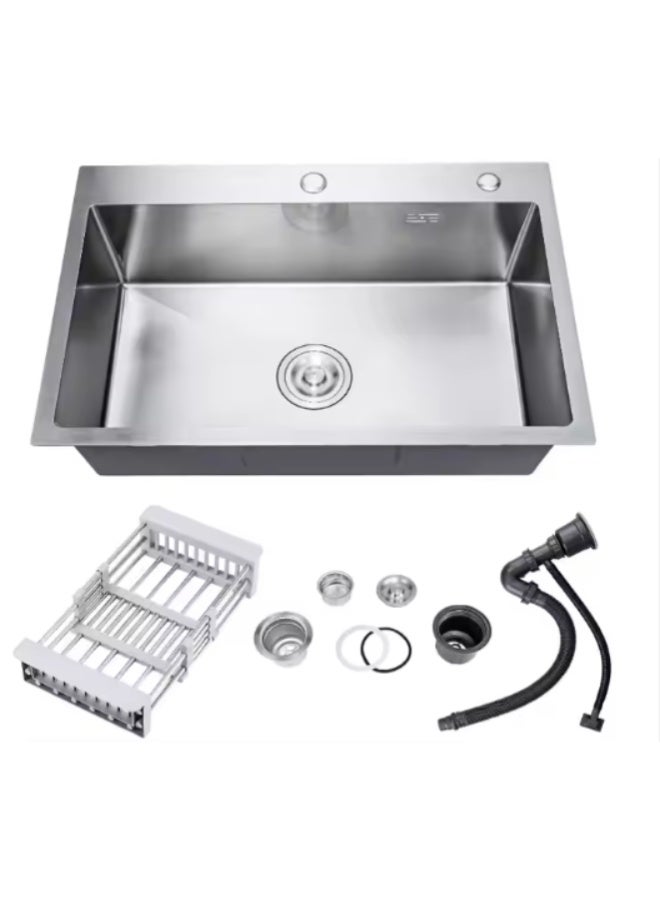 Wonderful-kitchens Silver Kitchen Sink  304 2 Holes Stainless Steel, Rust Resistant Bowl by Wonderful Kitchens - Image 2