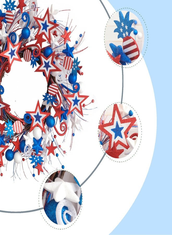 Egolot 22 Inch Patriotic Glitter Stars Pineapple Wreath for Front Door, Memorial Day Glitter Red White and Blue Wreath for Home Decor, Forth of July Holiday Wreaths for Indoor and Outdoor - Image 2