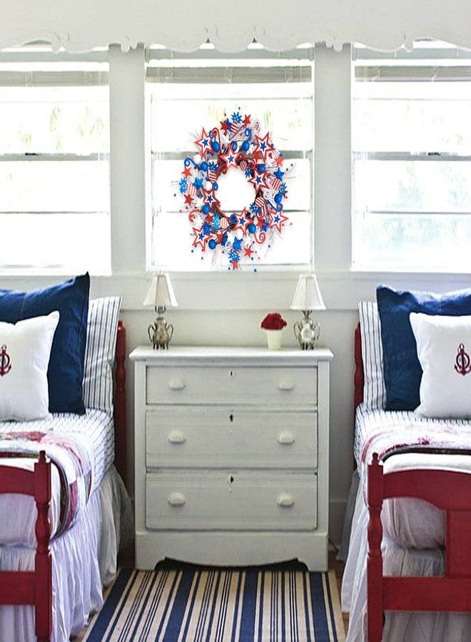 Egolot 22 Inch Patriotic Glitter Stars Pineapple Wreath for Front Door, Memorial Day Glitter Red White and Blue Wreath for Home Decor, Forth of July Holiday Wreaths for Indoor and Outdoor - Image 4