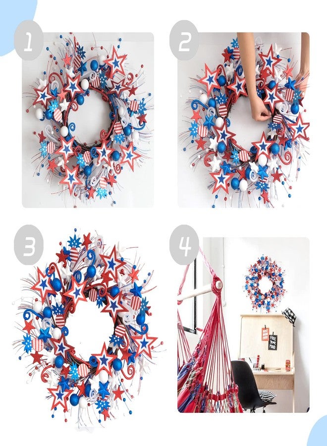 Egolot 22 Inch Patriotic Glitter Stars Pineapple Wreath for Front Door, Memorial Day Glitter Red White and Blue Wreath for Home Decor, Forth of July Holiday Wreaths for Indoor and Outdoor - Image 5