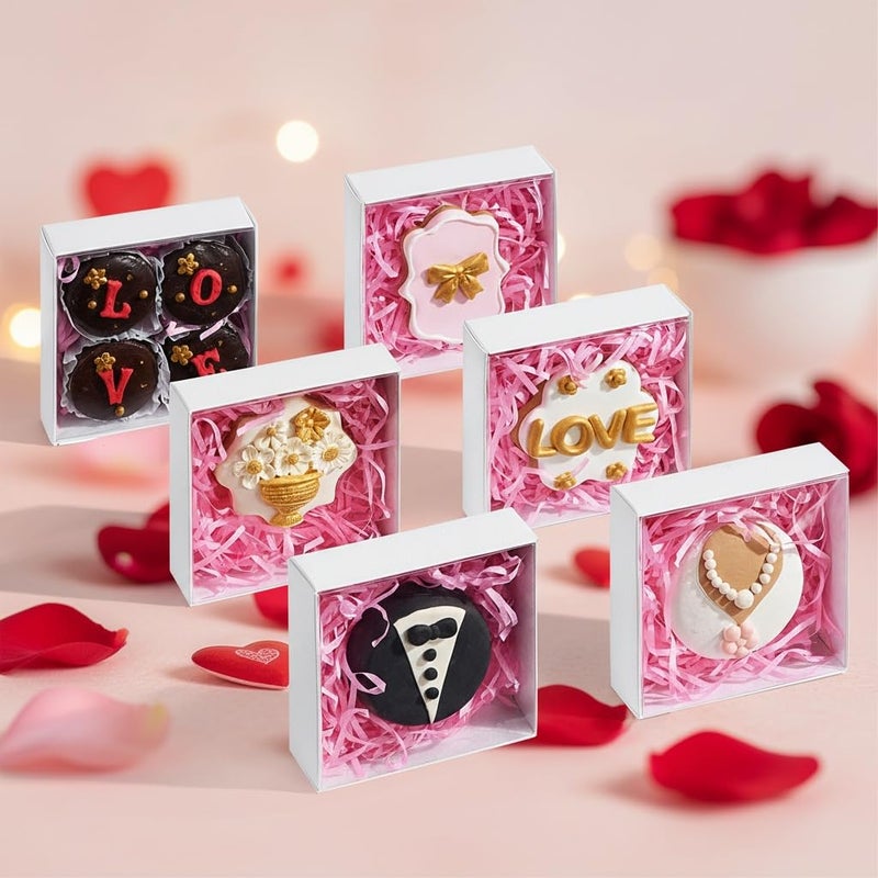 SLShePack 4x4x1.25Inches 25PCS Treat Boxes with Clear display lid for Cookies,Macaron,Cakesicle,Dount,Pastry,Chocolate Covered Ores or More - Image 5