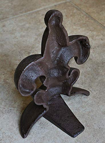Lulu Decor, Cast Iron Fleur De Lis Door Stop, 2 Lbs, Door Stopper (Antique Brown) - Image 3
