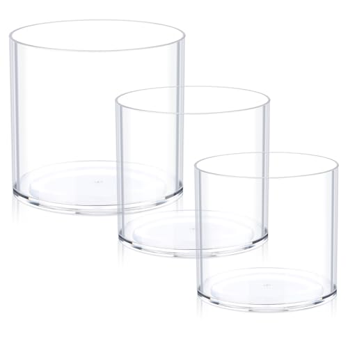 JYPS Clear Vase Set of 3, Polycarbonate, Round, Transparent, Wide Mouth, 6 inches, Ideal for Wedding Decor, Flowers, Bedroom, Living Room, Bathroom, Break Resistant - Image 1