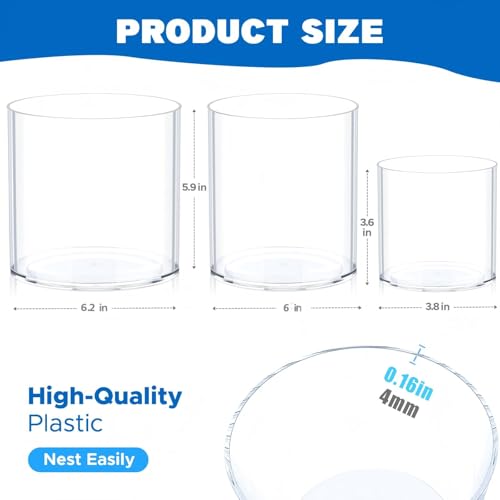 JYPS Clear Vase Set of 3, Polycarbonate, Round, Transparent, Wide Mouth, 6 inches, Ideal for Wedding Decor, Flowers, Bedroom, Living Room, Bathroom, Break Resistant - Image 3
