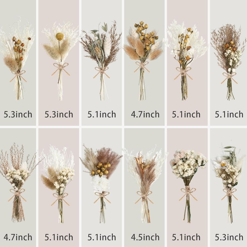 MGXX 12/24 Pack Dried Flowers for Vase Various Mini Bouquet Dried Small Wildflowers Natural Real Flowers Bulk for Crafts DIY Wedding Decor (12, Plain Colour) - Image 2