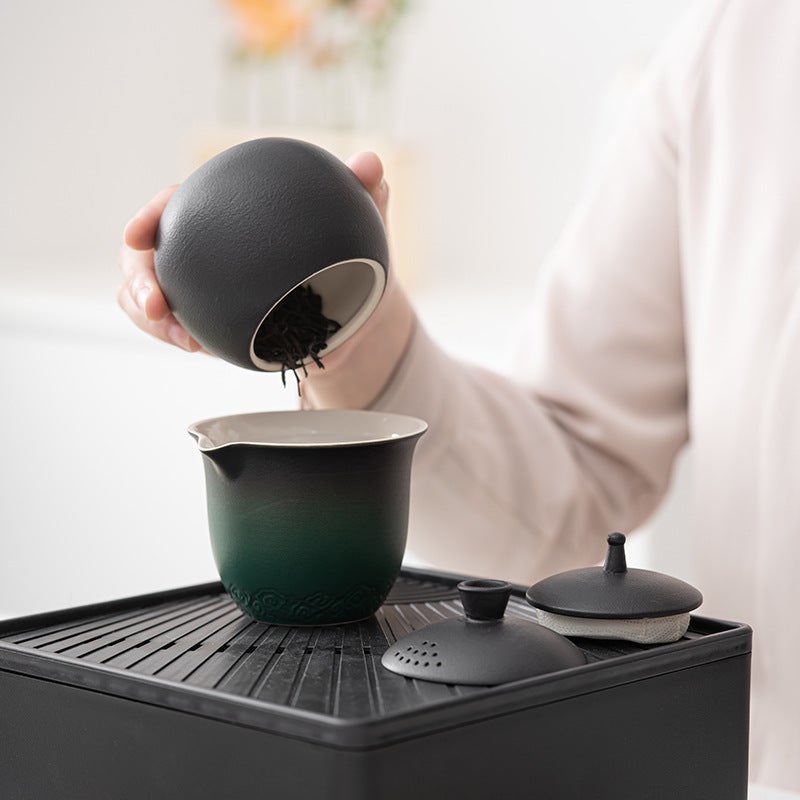 Ruyi Travel Tea Set Outdoor Portable Set Ceramic Tea Maker Hand-Held Pot Set Kung Fu Tea Set Accompanying Gift - Image 5