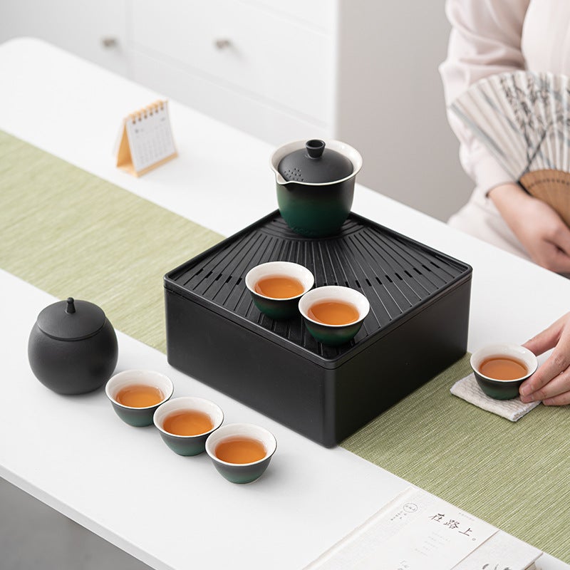 Ruyi Travel Tea Set Outdoor Portable Set Ceramic Tea Maker Hand-Held Pot Set Kung Fu Tea Set Accompanying Gift - Image 3
