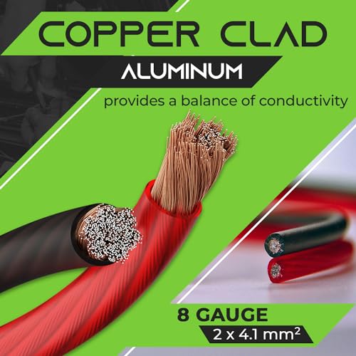 GEARit، سلك 8 قياس، 15 لقم، 20 غلاف انكماش حراري، للسيارات، كابل البطارية، مجموعة أمبير، أمبير، سلك CCA، سلك، مجموعة أسلاك أمبير، كابلات البطارية، مجموعة أسلاك أمبير، (25 قدم لكل منها - أسود/أحمر) - Image 4