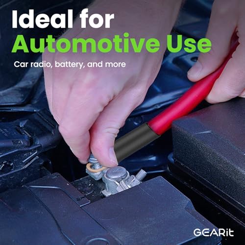 GEARit، سلك 8 قياس، 15 لقم، 20 غلاف انكماش حراري، للسيارات، كابل البطارية، مجموعة أمبير، أمبير، سلك CCA، سلك، مجموعة أسلاك أمبير، كابلات البطارية، مجموعة أسلاك أمبير، (25 قدم لكل منها - أسود/أحمر) - Image 5