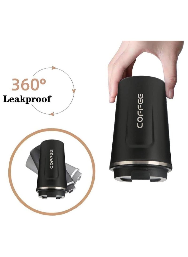 ارواق كوب قهوة للسفر من الفولاذ المقاوم للصدأ سعة 380 مل، كوب قهوة معزول بجدار مزدوج مانع للتسرب وقابل لإعادة الاستخدام، فناجين قهوة للشاي للمشروبات الساخنة والباردة - Image 5