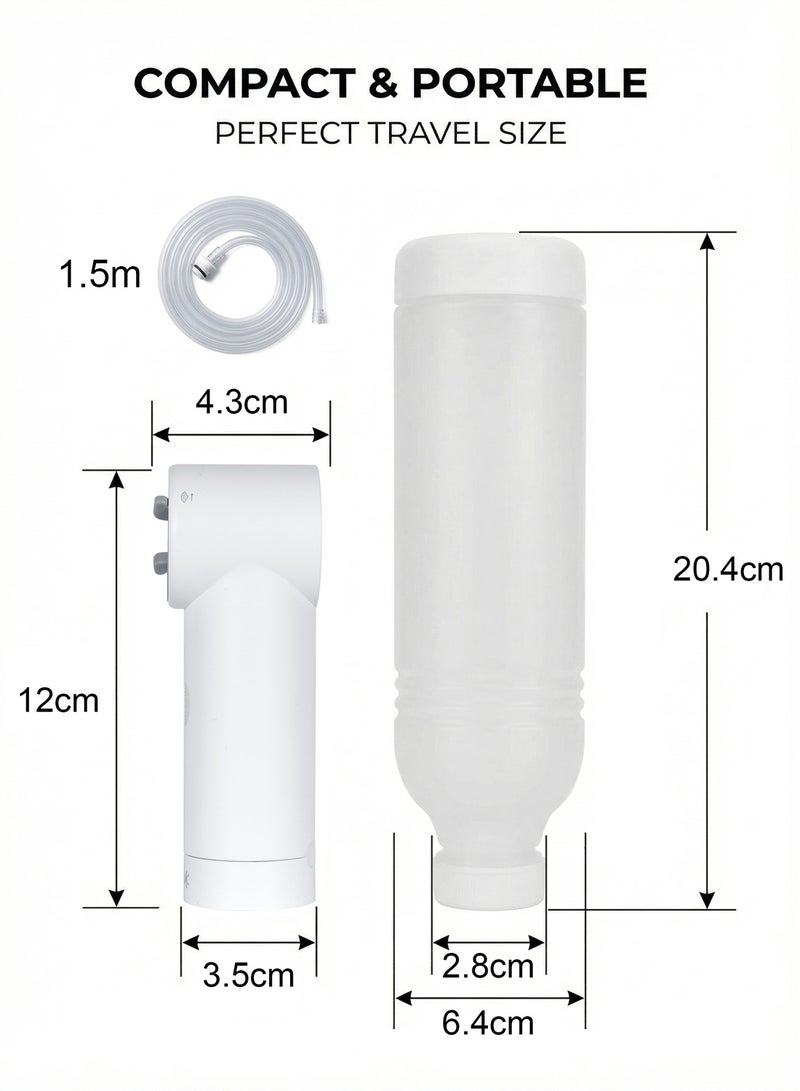 Portable Travel Smart Bidet, High-Pressure Electric Handheld Sprayer 500ML, 3 Spray Modes, USB-C Rechargeable Waterproof Travel Smart Washer for Men/Women, Postpartum & Personal Hygiene (White) - Image 3