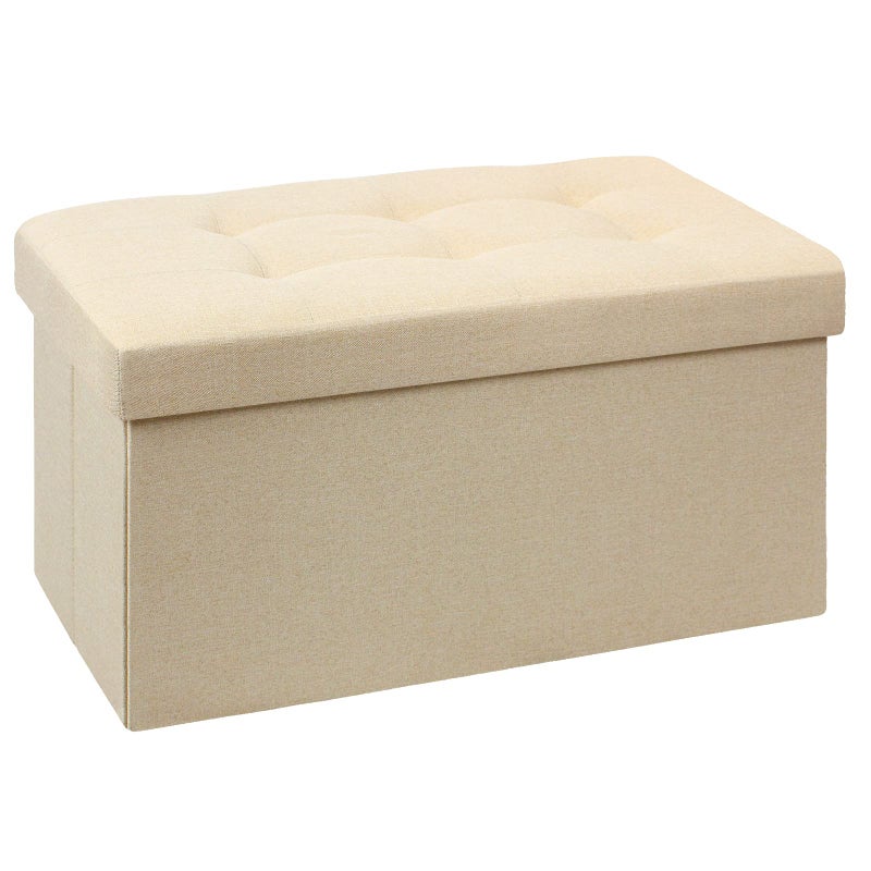 صناديق تخزين قماشية قابلة للطي من بريان داني، مسند قدم، أريكة، مقعد قابل للطي، مسند قدم، بيج 76 × 38 × 38 سم