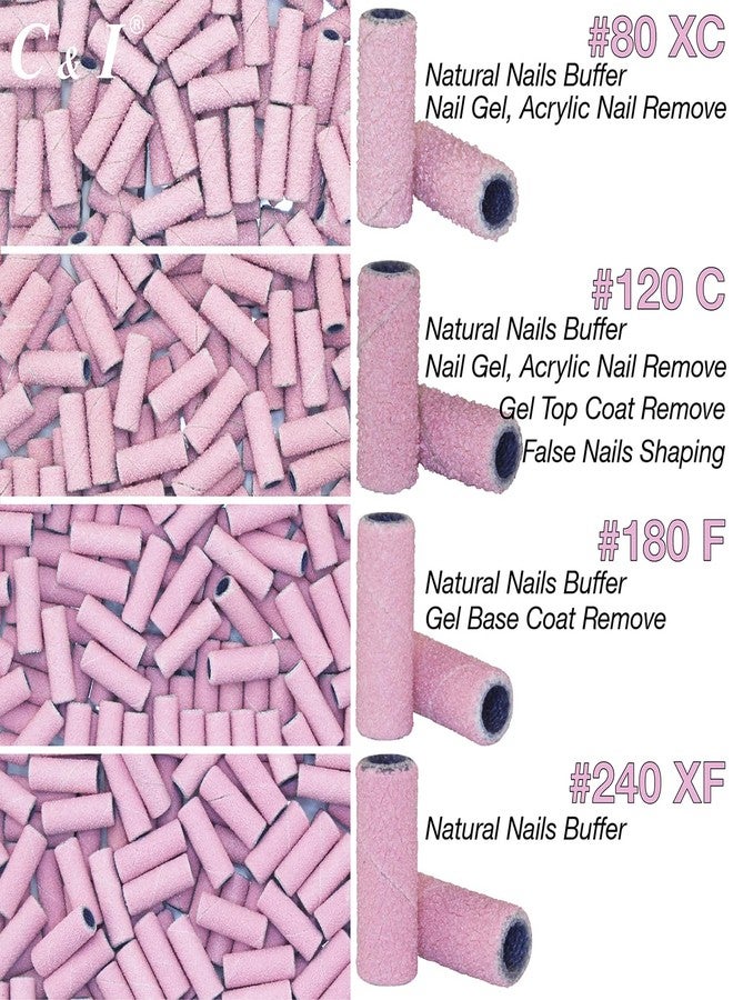 C & I Nail Drill Bits 50pcs Mini Sanding Bands & 1pc Mini Mandrel Acrylic Gel Nails Remove Fake Nails Shaping Cuticle & Nail Prep Function Nail Supplies for Nail Techs (180 Fine-F,Pink) - Image 5
