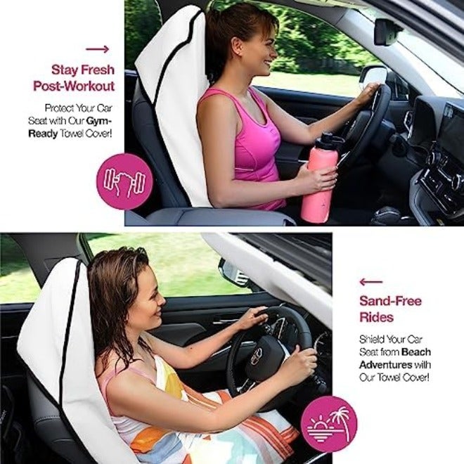 lebogner Waterproof Sweat Towel Car Seat Cover for Post Gym Workout, Running, Swimming, Beach and Hiking, Universal Fit Anti-Slip Bucket Seat Protector for Cars, SUVs and Trucks, Machine Washable -  Grey - Image 5