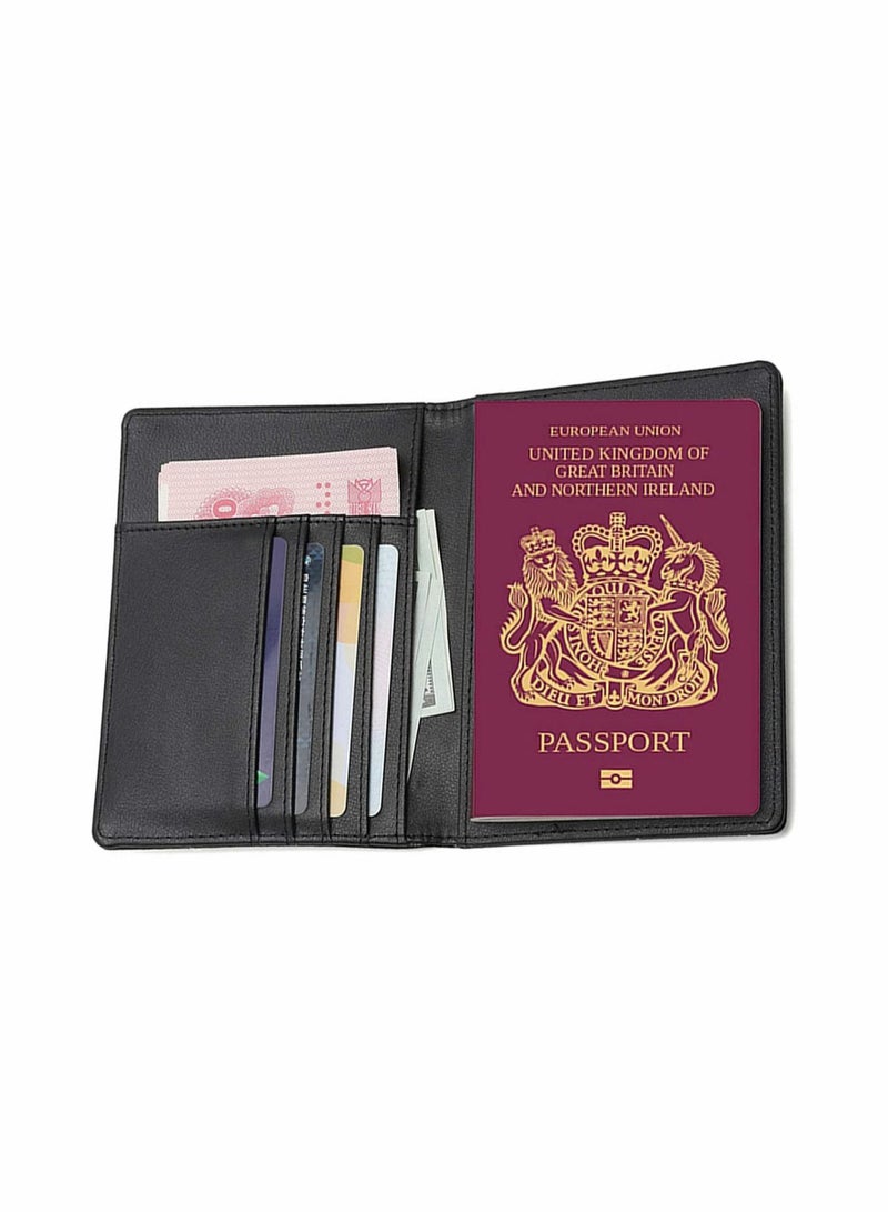 Y&D Travel Wallet Passport Holder Blocking Leather Cover Case with for Credit Card, Money, Boarding, Protector Men Women (Black) - Image 3