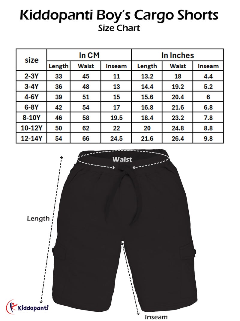 KiddoPanti Boys Knit Solid Cargo Shorts Pack of 2 | 100% Cotton | Comfortable Rib Waistband | 2 Front Pockets & 2 Cargo Pockets | Sport Bermuda Half Pant for Boys, Wine & Steel Grey - 12-14Y - Image 5