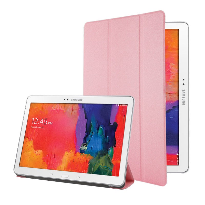 For Galaxy Tab Pro 10.1 / Sm-T520 Frosted Texture Flip Leather + Transparent Trosted Plastic Case With Holder(Pink) - Image 1