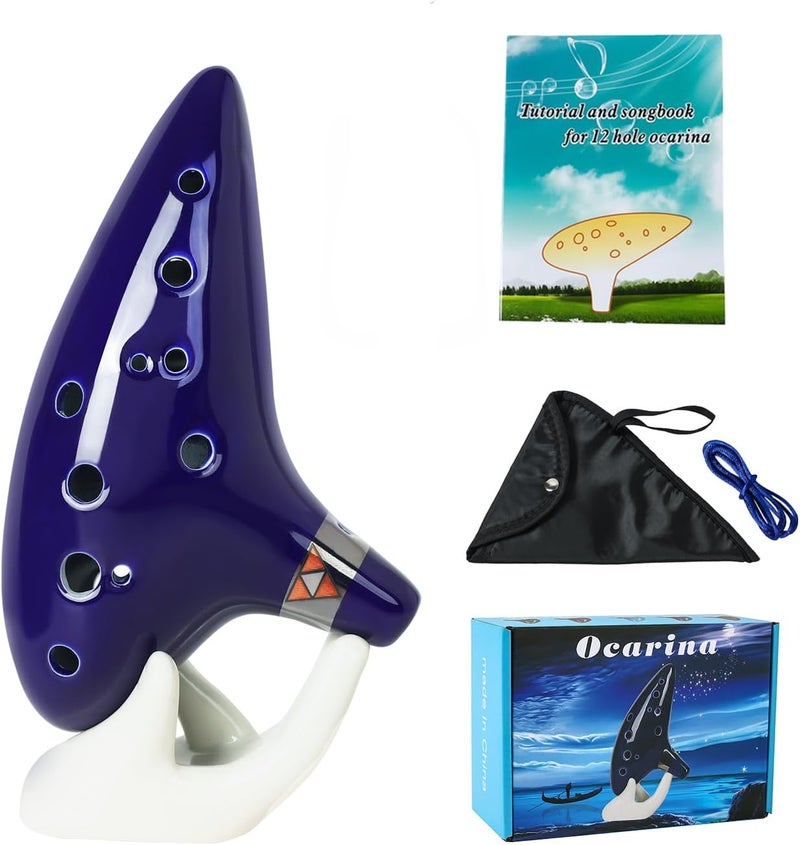 Silunkia Zelda Ocarina 12 Holes Alto C Tone with Song Book (Songs From the Legend of Zelda) Ocarina is a Great Zelda Gift for Festival Gift - Tiny Ocarina Instrument with Display Stand Protective Bag - Image 1
