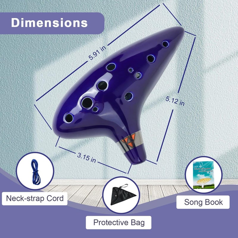 Silunkia Zelda Ocarina 12 Holes Alto C Tone with Song Book (Songs From the Legend of Zelda) Ocarina is a Great Zelda Gift for Festival Gift - Tiny Ocarina Instrument with Display Stand Protective Bag - Image 2