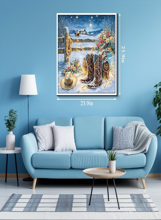PPuzzling Winter Country Puzzles for Adults 1000 Pieces, Snowy Cowboy Boots Farm Jigsaw Puzzles, Cozy Rustic Landscape Puzzle - Image 4