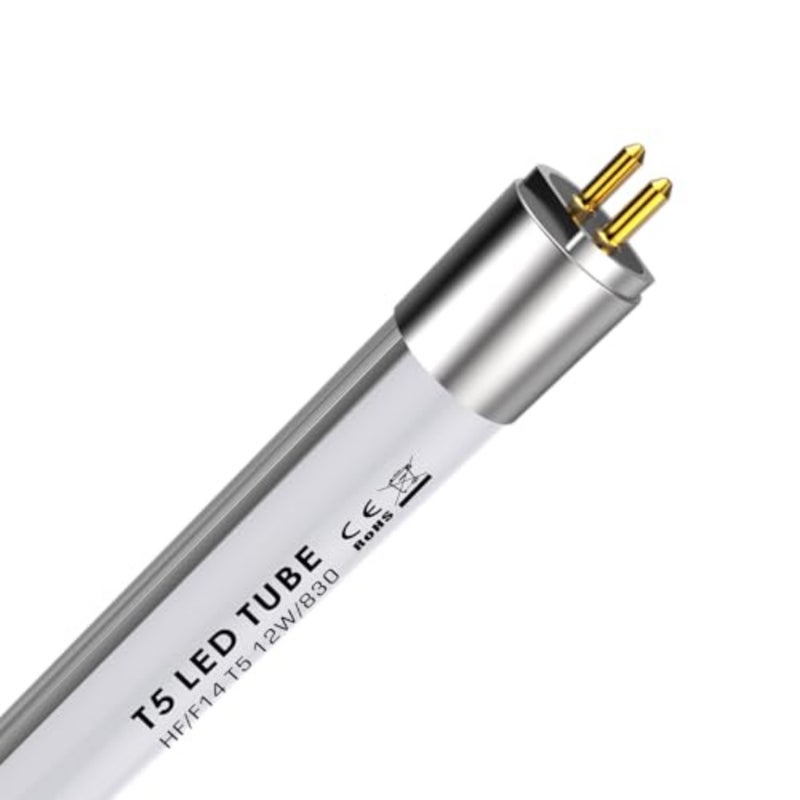 أنبوب LED T5، 549 مم، بديل بمصابيح الفلورسنت، F14T5، 12 وات، 1550 لومن، 3000 ك، 830، أبيض دافئ، مقبس G5، يعمل بـ EVG مناسب، 140 درجة، مضاد للتوهج، عبوة من 1 - Image 1