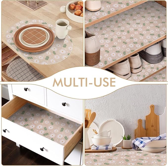 KayJen (45 cm X 3 m) Printed Shelf Liners for Kitchen Shelves, Drawer Mat, Shelf Liner, Fridge Mats, Kitchen Cabinet Drawer Mat Liner Sheets (Flower and Green Leaf Printed) - Image 3