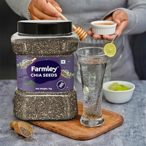 Farmley Chia Seeds 1 Kg, I Seeds for Eating | Seeds for Weight Management | Rich in Calcium, Omega-3, Protein, Fibre, & Non GMO, Reusable Jar (Pack of 1) - Image 4