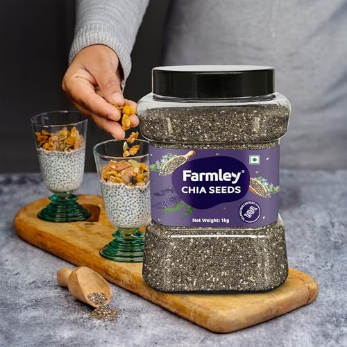 Farmley Chia Seeds 1 Kg, I Seeds for Eating | Seeds for Weight Management | Rich in Calcium, Omega-3, Protein, Fibre, & Non GMO, Reusable Jar (Pack of 1) - Image 5