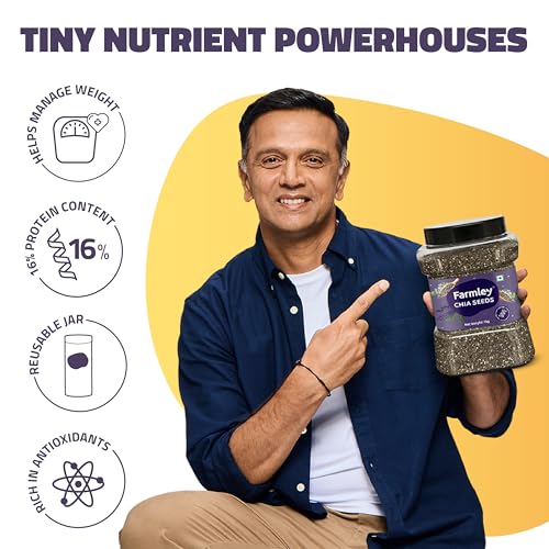 Farmley Chia Seeds 1 Kg, I Seeds for Eating | Seeds for Weight Management | Rich in Calcium, Omega-3, Protein, Fibre, & Non GMO, Reusable Jar (Pack of 1) - Image 3