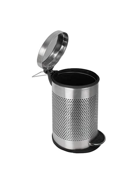 SINTAGE SINTAGE Dustbin Stainless Steel Plain Pedal Bin with Plastic Bucket and Lid Trash Can Round Shape Dustbin For Home Bathroom Kitchen Office Room 7X10 inch 5liter  - Image 2