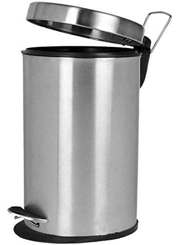 SINTAGE SINTAGE Dustbin Stainless Steel Plain Pedal Bin with Plastic Bucket and Lid Trash Can Round Shape Dustbin For Home Bathroom Kitchen Office Room 7X10 inch 5liter  - Image 3