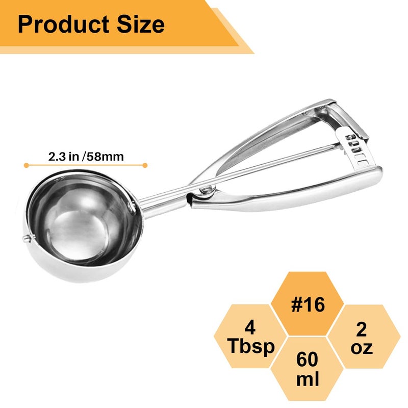 Fayomir Large Cookie Scoop 4 Tablespoon Size 16 Cookie Dough Scoop 2 OZ Cookie Scoop for Baking Selected 188 Stainless Steel for Making Cookie Cupcake Muffin Melon Ball Ice Cream - Image 2