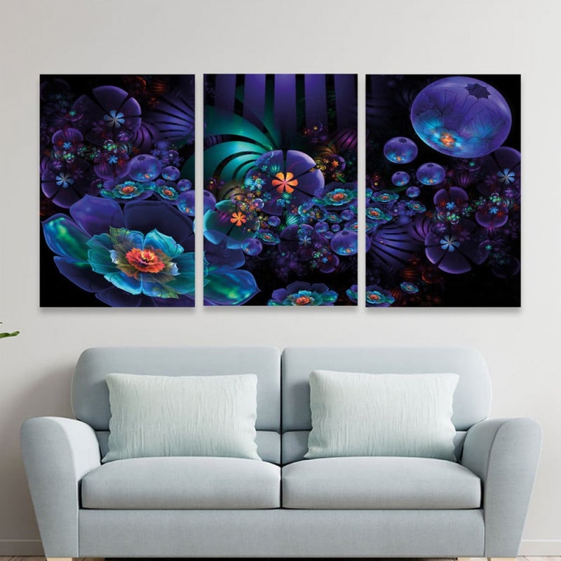 Marktna Three luxurious modern canvas prints with a hollow frame, measuring (90×40), three pieces - Image 1